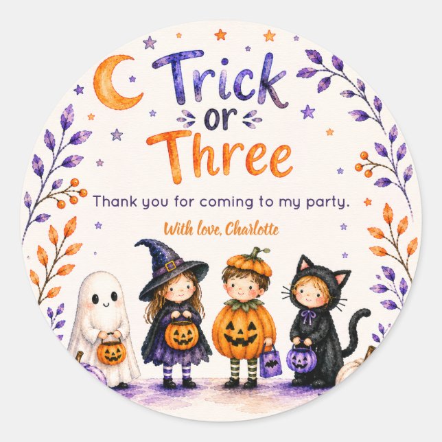 Sticker Rond Farce ou Trois Joyeux Halloween 3e Anniversaire (Devant)