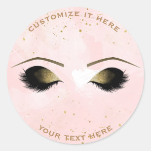 Sticker Rond Fard Rose Doré Maquillage Cils Beauté Soirée