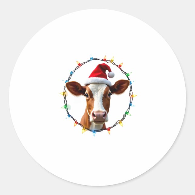 Sticker Rond Farm Animal Xmas Pajamas Costume Farmer Christmas  (Devant)