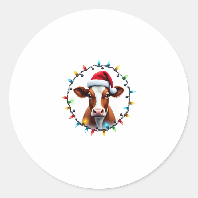Sticker Rond Farm Animal Xmas Pajamas Costume Farmer Christmas  (Devant)