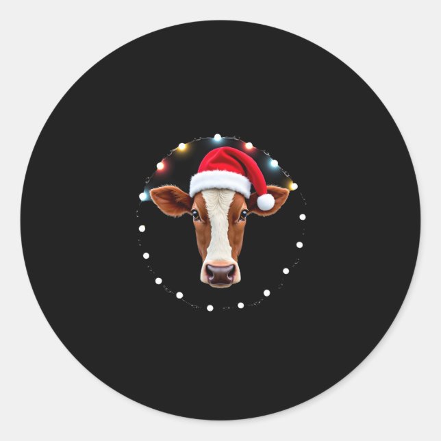 Sticker Rond Farm Animal Xmas Pajamas Costume Farmer Christmas  (Devant)