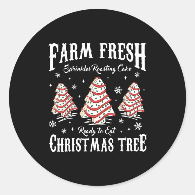 Sticker Rond Farm Fresh Christmas Tree Xmas Debbie Cakes Family (Devant)