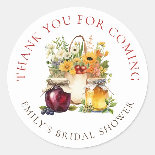 Sticker Rond Farmers Market Bridal Shower Thank You (Devant)