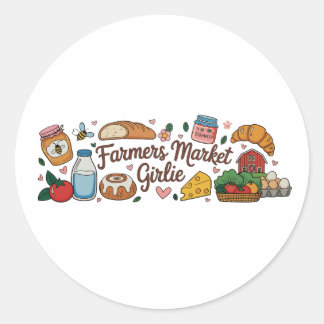 Sticker Rond Farmers Market Girlie Girly Trendy Aesthetic Local