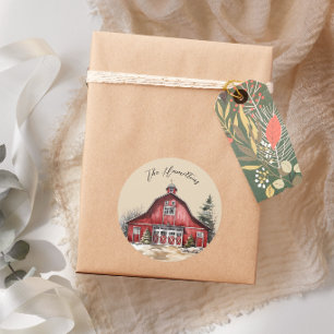 Sticker Rond Farmhouse Country Christmas Custom