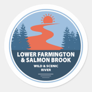 Sticker Rond Farmington & Saumon Brook Wild & Pittoresque River