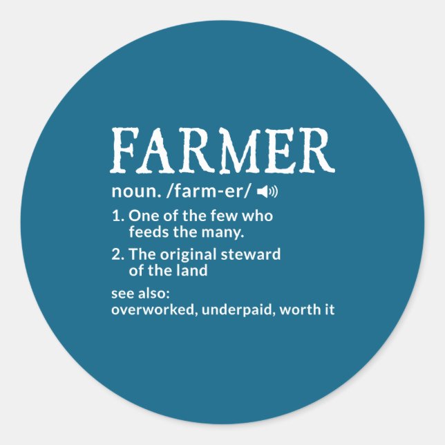 Sticker Rond Farner Definition Funny Farmer Farming Mens  (Devant)