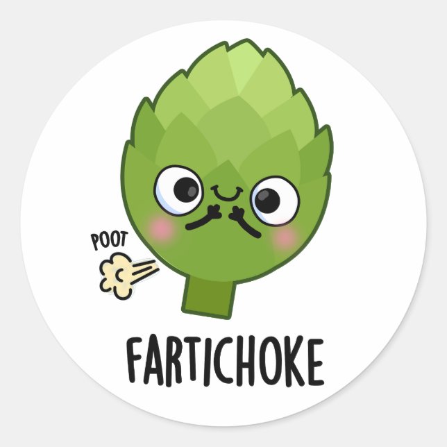 Sticker Rond Fartichoke Funny Farting Artichoke Pun (Devant)