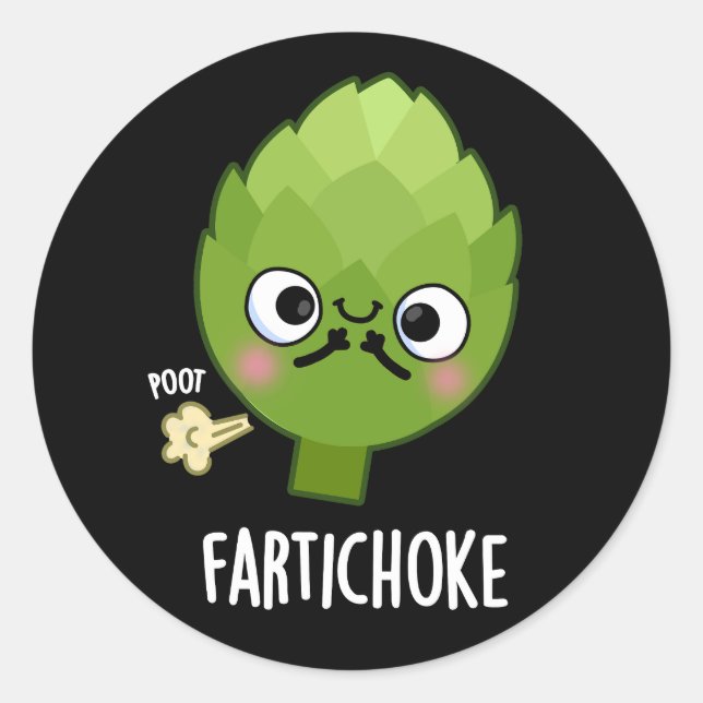 Sticker Rond Fartichoke Funny Farting Artichoke Pun Dark BG (Devant)
