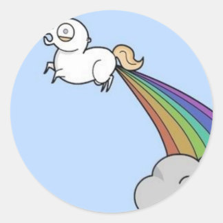 Sticker Rond Farting unicorn