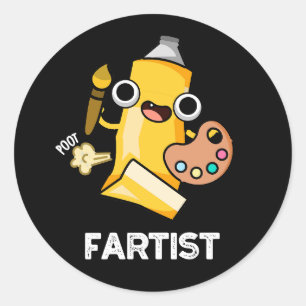 Sticker Rond Fartist Funny Artist Pun Dark BG
