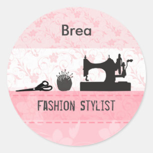 Sticker Rond Fashion Stylist Retro Vintage Sewing Machine
