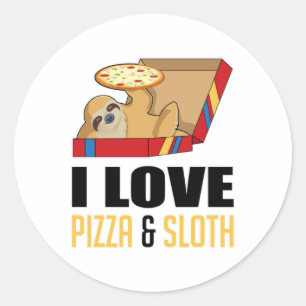 Sticker Rond Fast Food Burger Sloth Funny Pizza Eat Manger Food