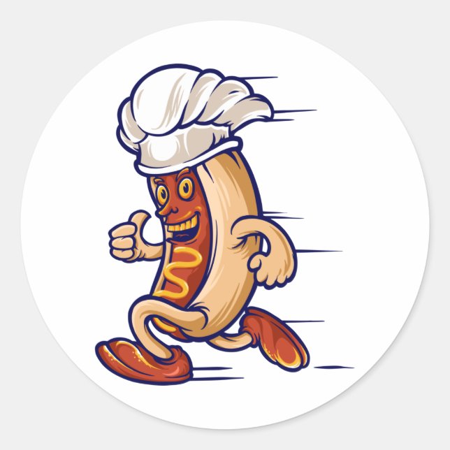 Sticker Rond fast food run hot dog (Devant)