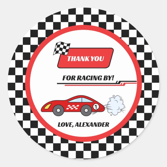 Sticker Rond Fast un rouge rétro course thème voiture thème gar (Devant)