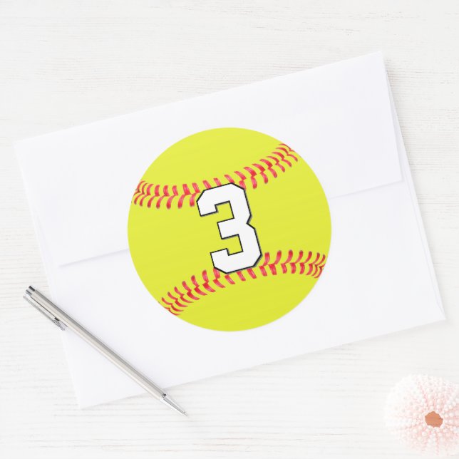Sticker Rond Fastpitch Softball Player nombre ou lettres person (Enveloppe)