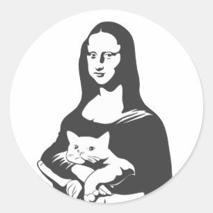 Sticker Rond Fat cat by da vinci - Choisissez la couleur arrièr