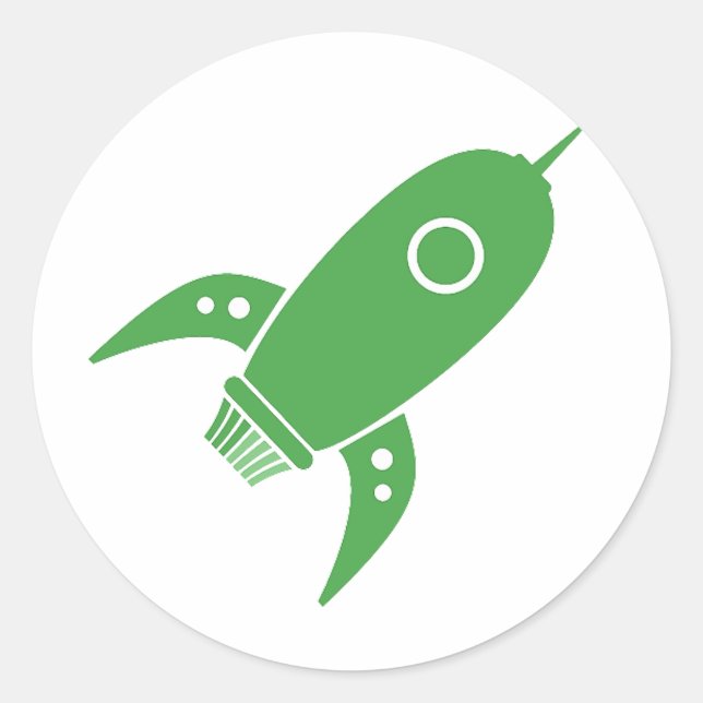 Sticker Rond Fat Retro Rocket Ship Green (Devant)