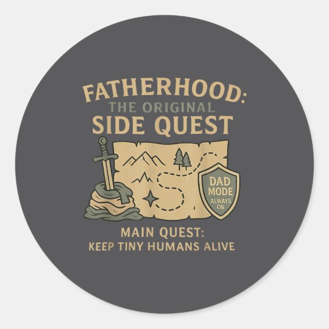 Sticker Rond Fatherhood The Original Side Quest Dad Mode  (Devant)
