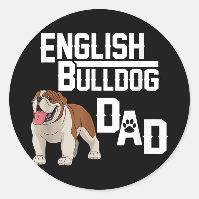 Sticker Rond Father's Day Cool English Bulldog Dad Outfit For (Devant)
