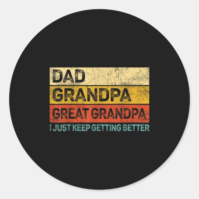 Sticker Rond Fathers Day Gift From Grandkids Dad Grandpa Great  (Devant)