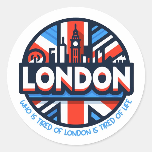 Sticker Rond Fatigué de Londres (Devant)