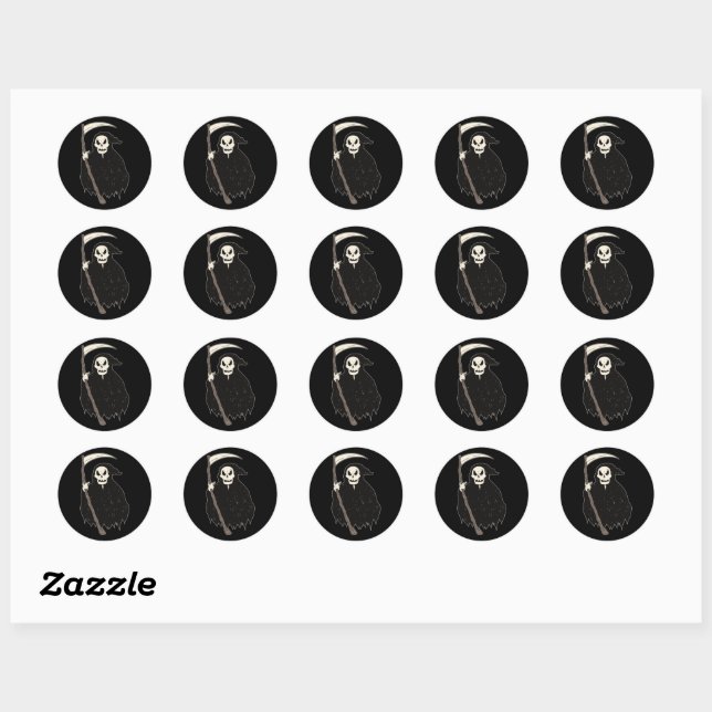 Sticker Rond Faucheuse sombre et sinistre (Feuille)