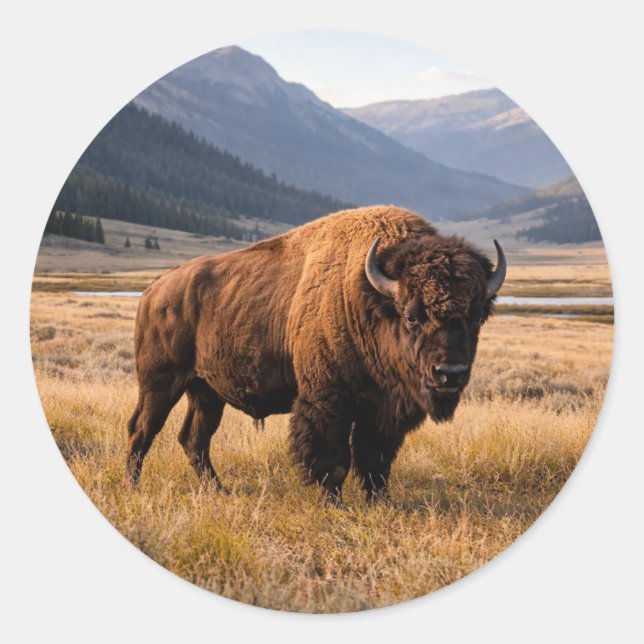 Sticker Rond Faune Bison d'Amérique (Devant)