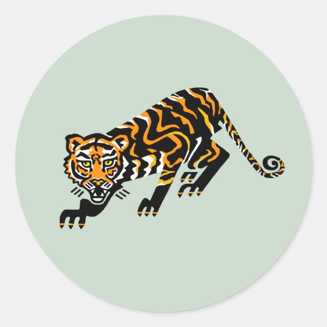 Sticker Rond Faune - Graphic TIGER - Animal activiste -Green (Devant)