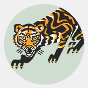 Sticker Rond Faune - Graphic TIGER - Animal activiste -Green