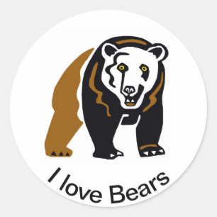 Sticker Rond Faune - I love BEARS - Amoureux des animaux - Natu