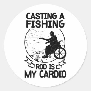 Sticker Rond Fauteuil Roulant Pêcheur Bateau Handicap Poche