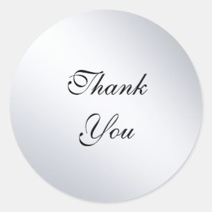 Sticker Rond Faux Argent Moderne Merci Modèle Texte Élégant