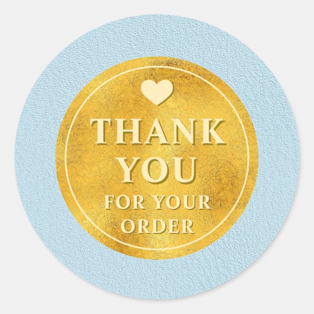 Sticker Rond Faux Blue Leather Foil Thank You For Your Order (Devant)