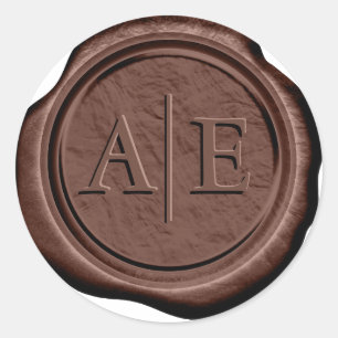 Sticker Rond Faux cire mariage initiales cuivre brûlé ID1323