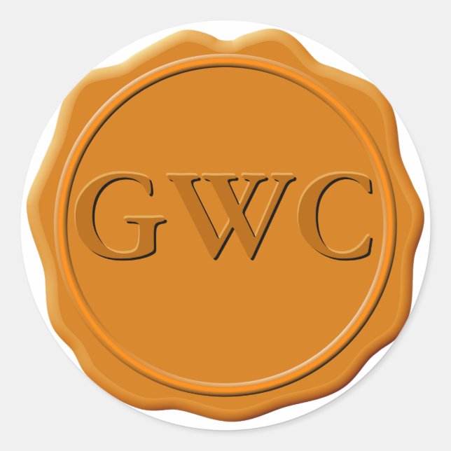 Sticker Rond Faux Cuivre Cire Sceau Monogramme Personnalisé (Devant)