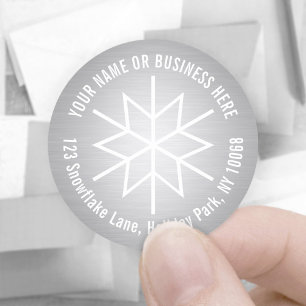 Sticker Rond Faux de neige Faux Argent Foil Retourner l'adresse