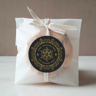 Sticker Rond Faux Foil Frame Personnalisé Christmas Cadeaux Tag