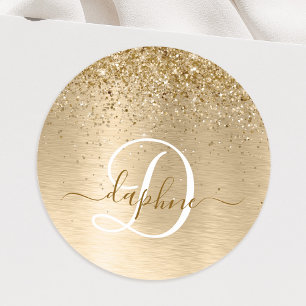 Sticker Rond Faux Gold brossé Parties scintillant métallique Im