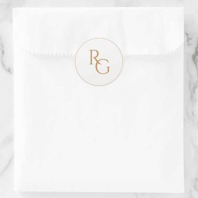 Sticker Rond Faux Gold | Chic Simple Initials  (Sac)