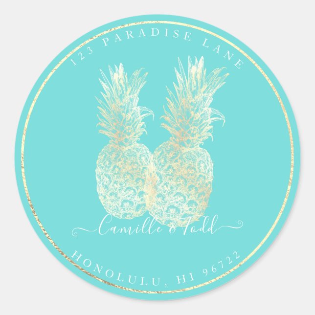 Sticker Rond Faux Gold Double ananas do-it-yourself Arrière - p (Devant)