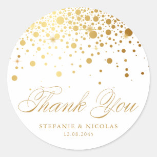Sticker Rond Faux Gold Foil Confetti Points Mariage