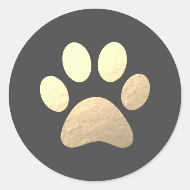 Sticker rond Faux Gold Foil Empreinte de patte cla (Devant)