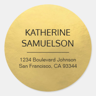 Sticker Rond Faux GOLD FOIL Nom et adresse de retour