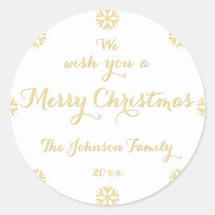 Sticker Rond Faux Gold Joyeux Faux de Noël