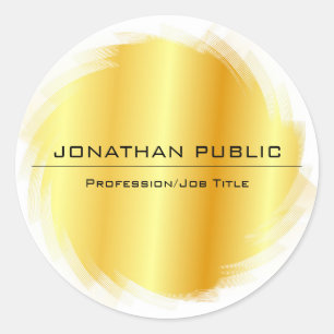 Sticker Rond Faux Gold Modern Elegant Simple Design Modèle