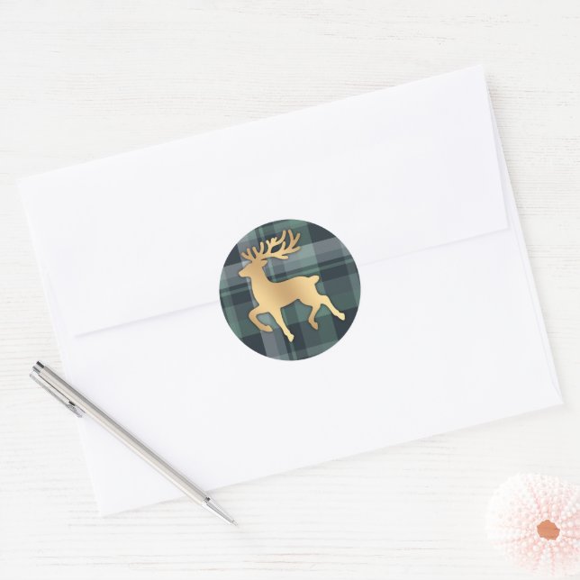 Sticker Rond Faux Gold Reindeer (Enveloppe)