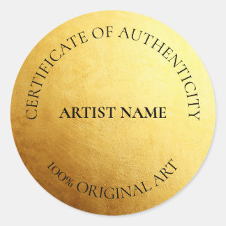 Sticker Rond Faux Gold Seal Certificat d'authenticité Art