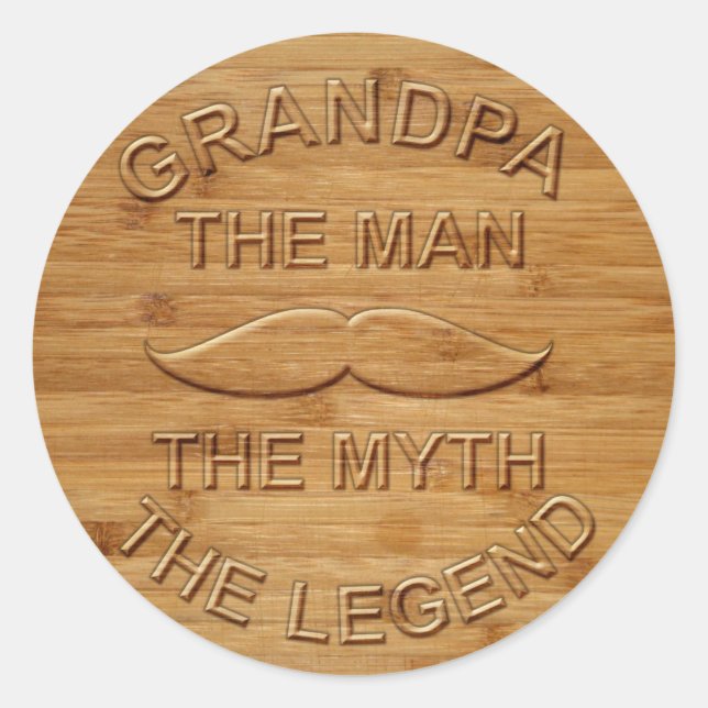 Sticker Rond Faux Grandpa en bois sculpté La Légende (Devant)