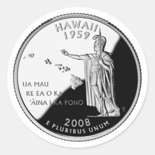 Sticker Rond Faux Hawaii State Quarter